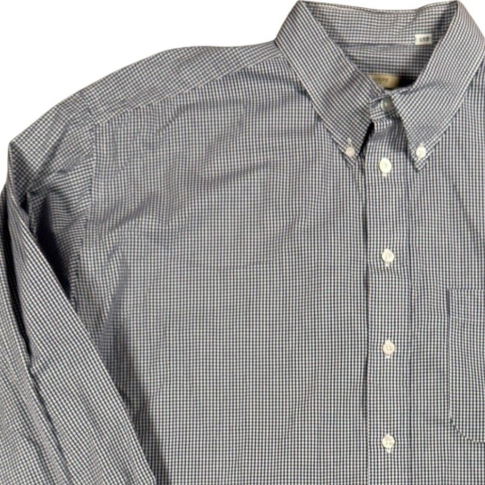 Burberry London Shirt Mens 2XT Blue Gingham Check Button Down Cotton Long Sleeve